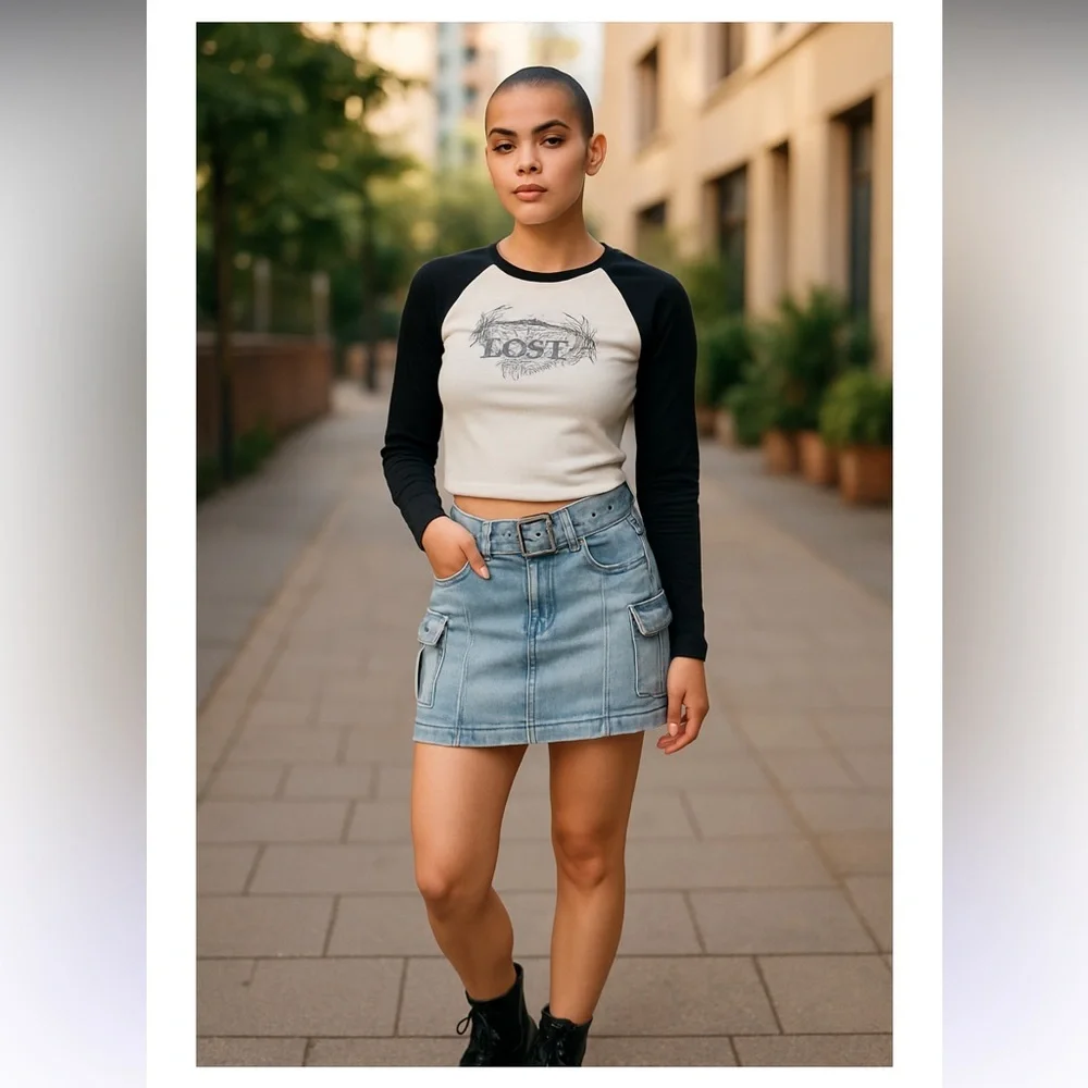 SO Y2K Skirt Denim Cargo Utility Mini Grunge Retro Alt Junior’s 5 Waist 27